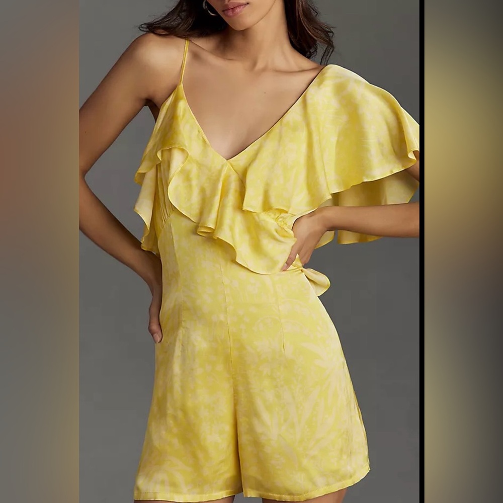 Anthropologie Corey Lynn Calter One-Shoulder Ruffle Romper-0416